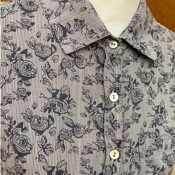 About A Girl Boho Crochet open back button up floral rose print L Pocket Western - Picture 2 of 12